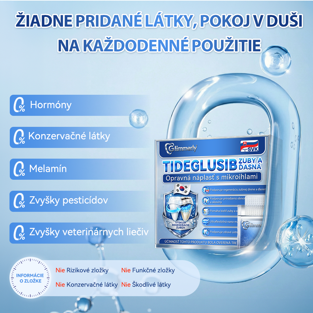 🦷𝐆𝐥𝐢𝐦𝐦𝐞𝐫𝐥𝐲® Tideglusib zuby a dasna Opravná náplasť s mikroihlami  | Pokročilé zubné pásiky s aktiváciou kmeňových buniek (obnova skloviny a dentínu • posilnenie ďasien • odstránenie zubného kameňa a zápachu • zastavenie citlivosti zubov)